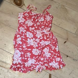 Billa bong dress, youth medium, pink floral, with adjustable straps